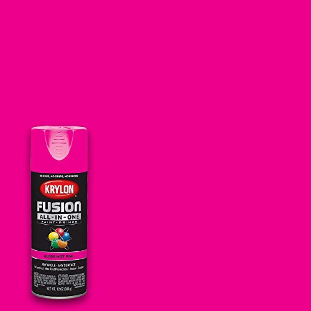 Fusion All-In-One Spray Paint for Indoor/Outdoor Use, Gloss Hot Pink 12 Ounce (Pack of 1)